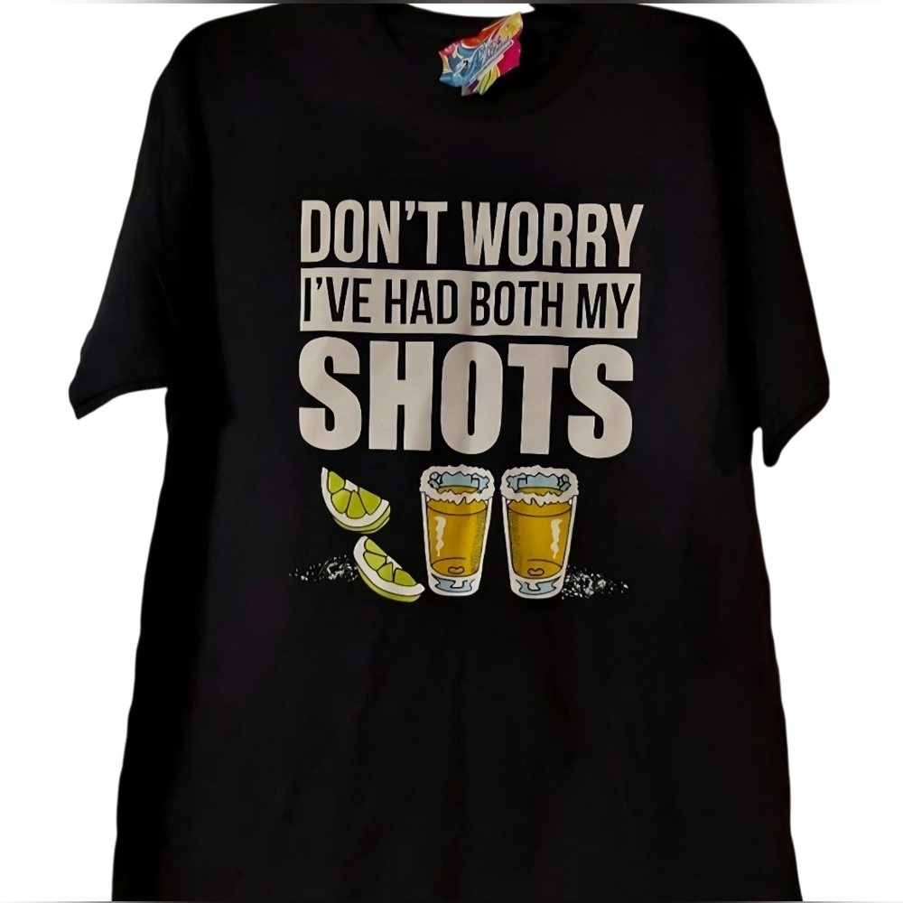 Black Graphic Tee with Beer Print